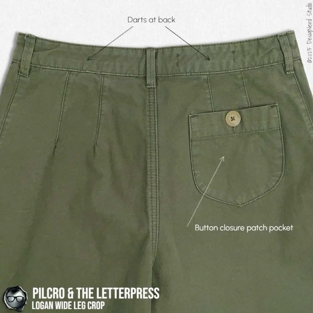 ANTHROPOLOGIE PILCRO & THE LETTERPRESS LOGAN WIDE LEG CROP PANTS IN OLIVE GREEN